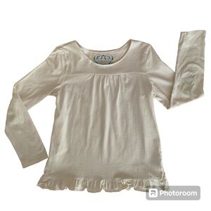 Children's Place Shirt Empire Waist Ruffle Hem Long Sleeve Cream Girls L 10-12
